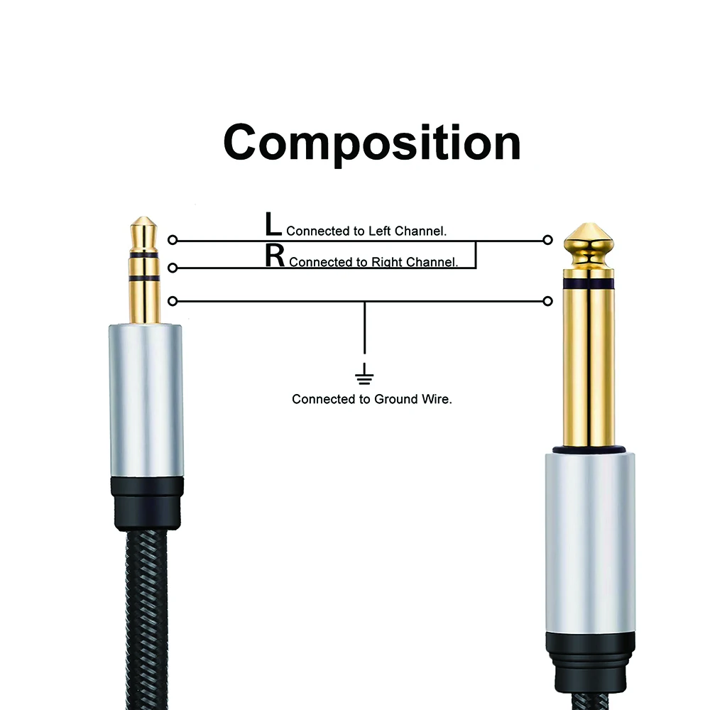 Nku 6.5mm 1/4ġ TS  - 3.5mm 1/8ġ TRS ׷ ȣ  AUX   ̺  - ׷ ġ ڵ