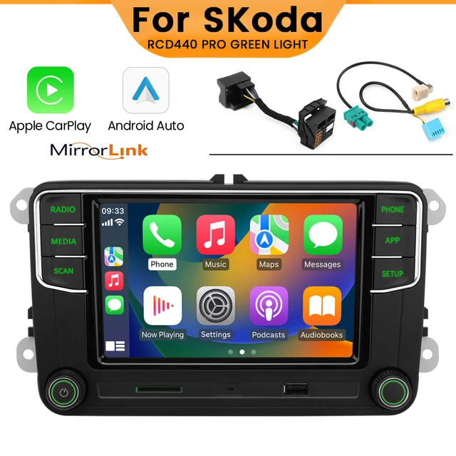 Green Light RCD440Pro Carplay Car Radio Noname MIB Android Auto Navigator 6RD035187B for VW for SKODA Octavia Fabia Suber B Yeti 1