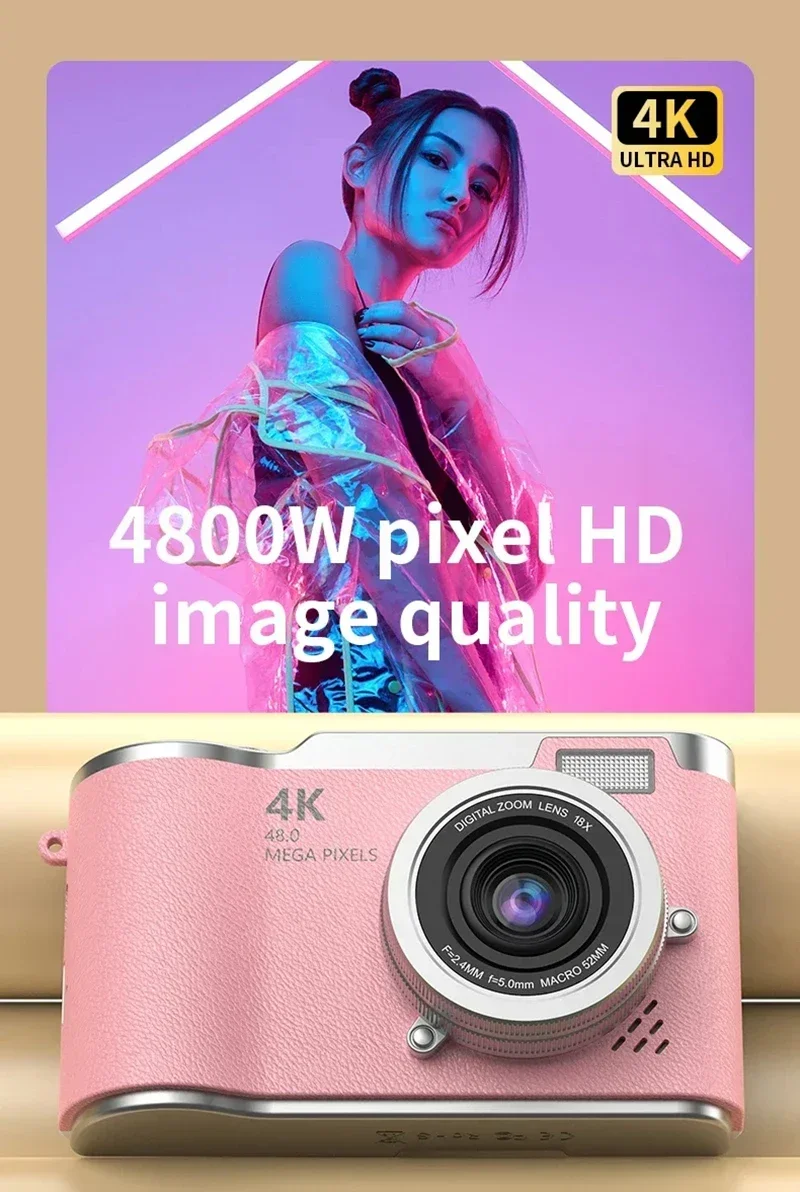 48mp Digital Camera With 8x Zoom And 180° Flip Screen For Travel_voghion.com