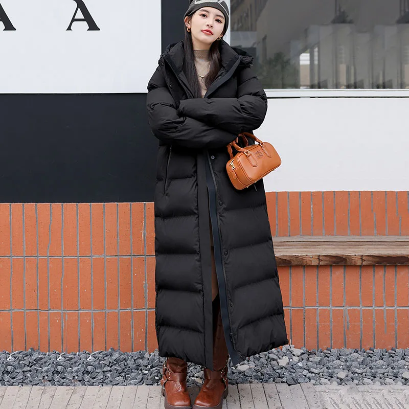 New Winter Cold Warm Down Jacket Women's Super Long Thick 90