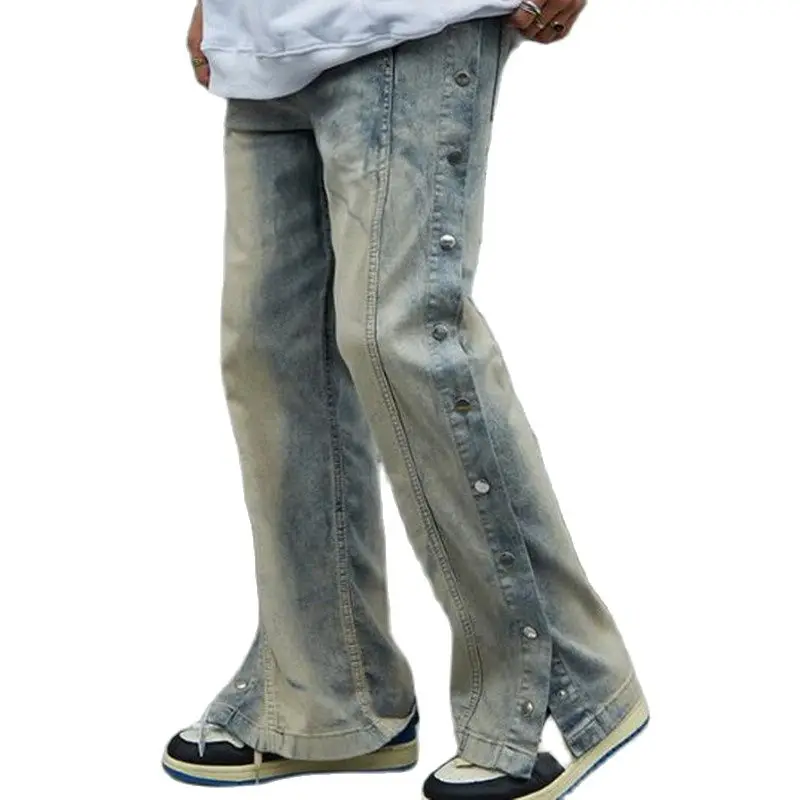 

Mens Casual Jeans New Straight Male Button Loose Joggers Jeans HipHop Trousers Boys Jogger Men Bottoms