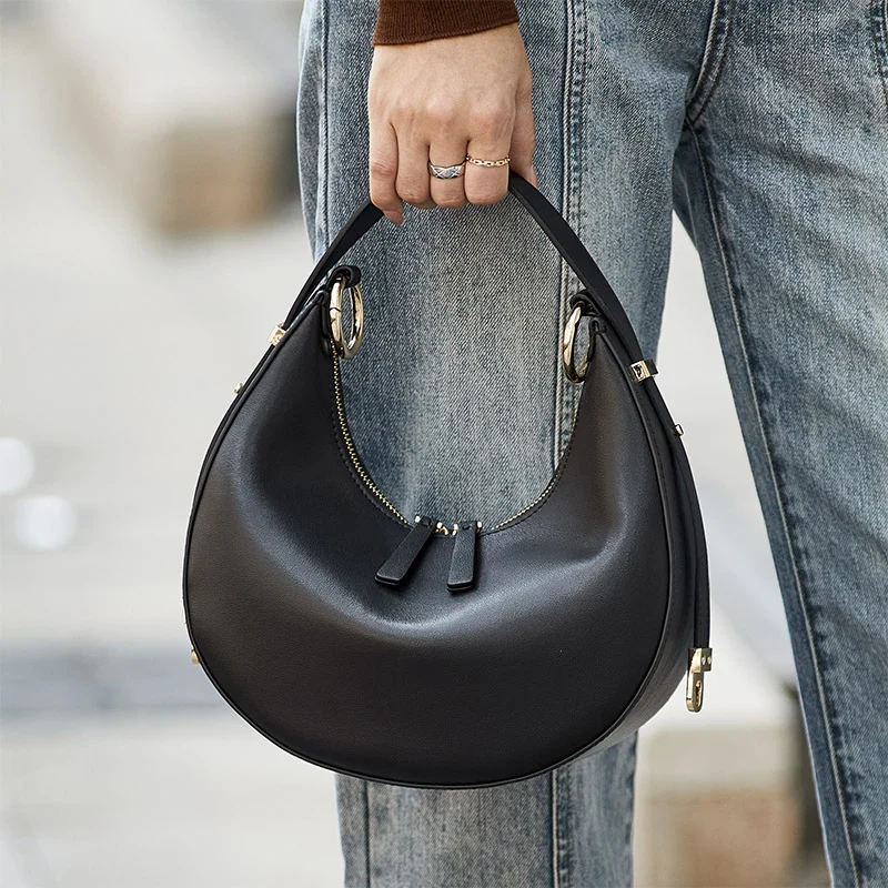 Zooler Original Cow Bag Fashion Luxury Borse In Vera Pelle Handcraft Ladies Women Handbag Second Cow Skin Half Moon Borse # Sc1005