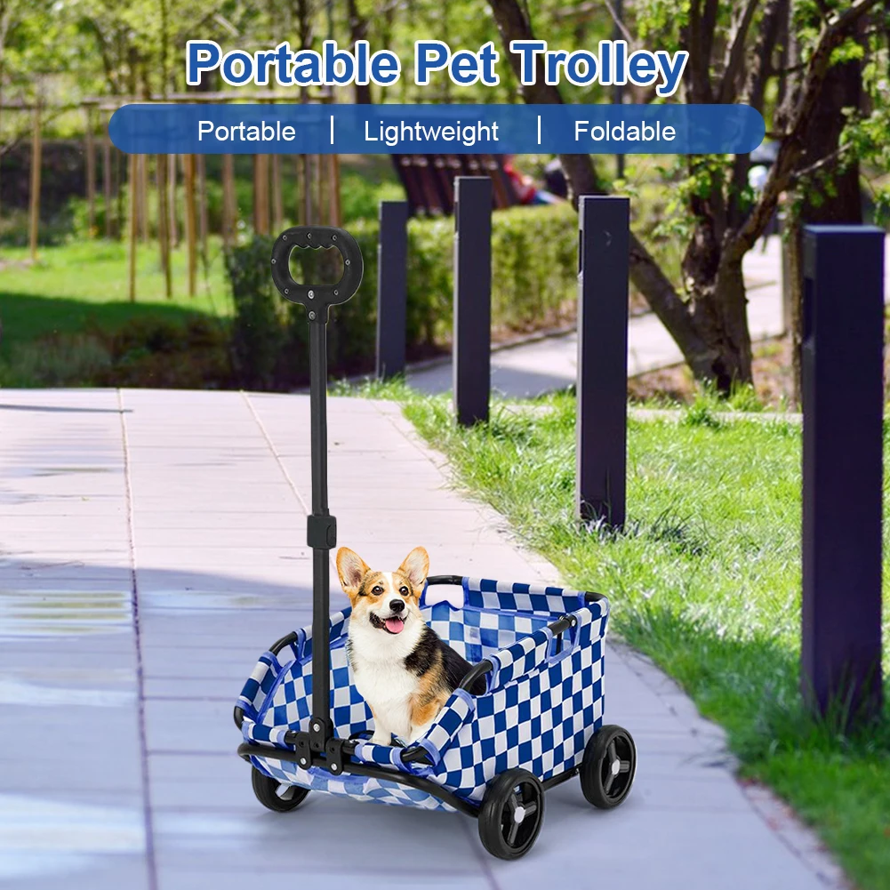 Rolling Pet Stroller Foldable Small Dogs Cats Teddy Baby Cart Lightweight Folding Trolley Portable Travel Carrier for Outdoor