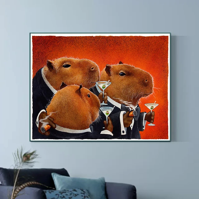 Capivara Clube Pintura De Parede Tapeçaria De Parede Engraçada Humor  Capivara Tapeçaria De Tamanho Grande Tapeçaria Para Sala De Estar Decoração  Do Quarto De Casa - AliExpress