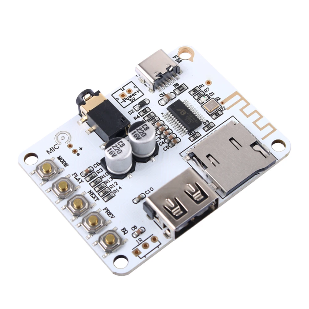 Usb Tf kart yuvası ile TYPE-C DC 5V Bluetooth 5.0 ses alıcı kurulu çözme oynatma kablosuz Stereo müzik modülü