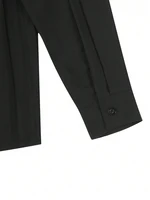 Plus Size 2025 Spring and Summer New Women's POLO Collar Pleated Casual Single Row Button Shirt Blouse Solid Color - Image 5