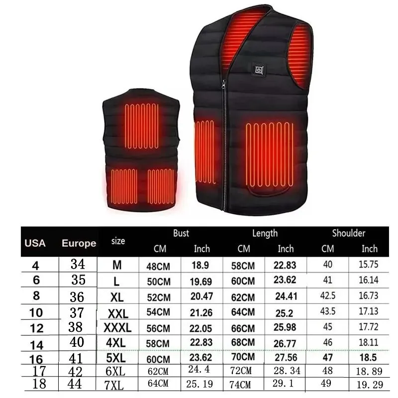 Heated Jacket 5/9 Areas Heated Vest Men Women Electric Heating Vest Usb Heated Jacket Bodywarmer Down Jacket Winte