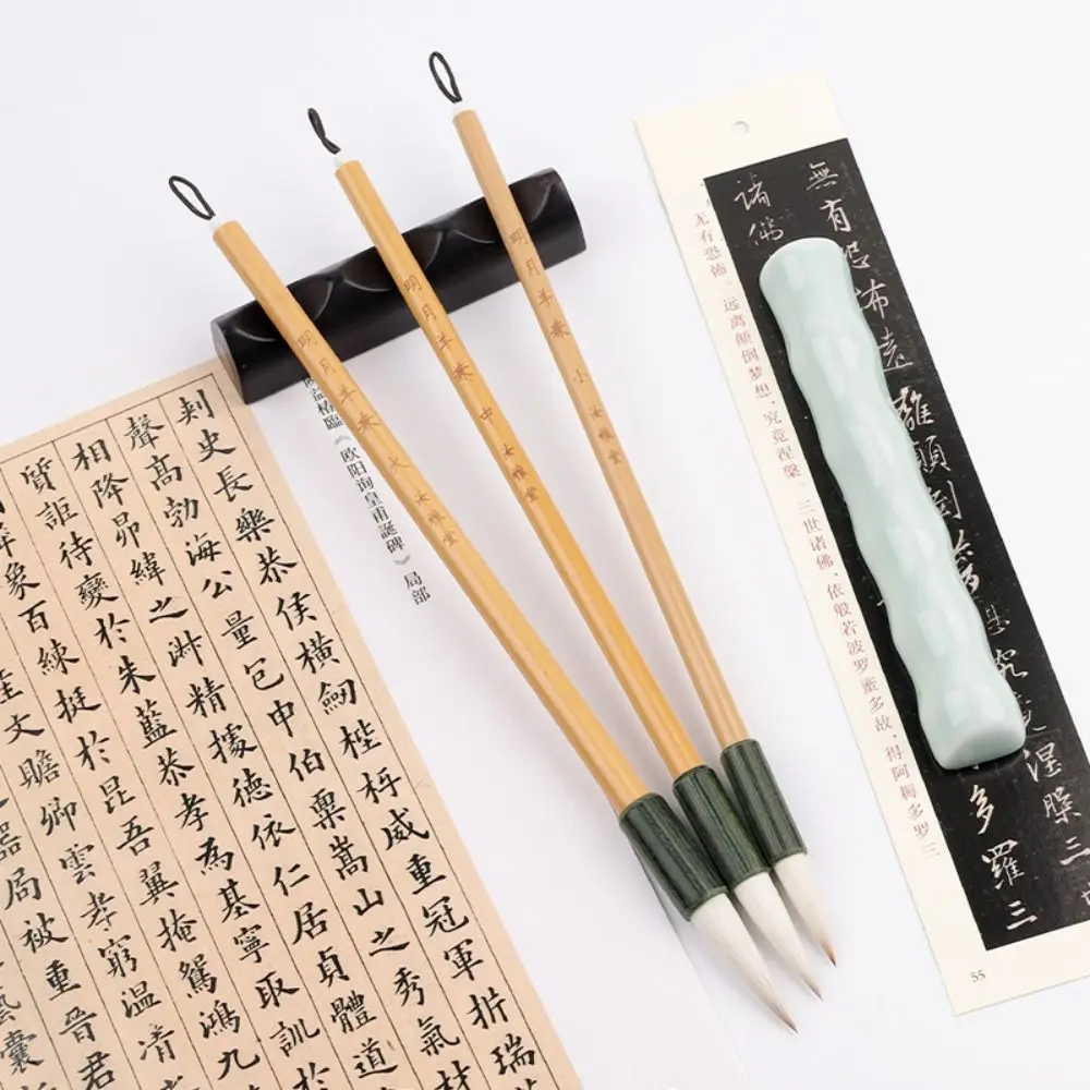 Oil Watercolor Chinese Calligraphy Brush Oil Painting Traditional Art Paint Brush Wolf hair Bamboo Scriptures Writing Brush 3