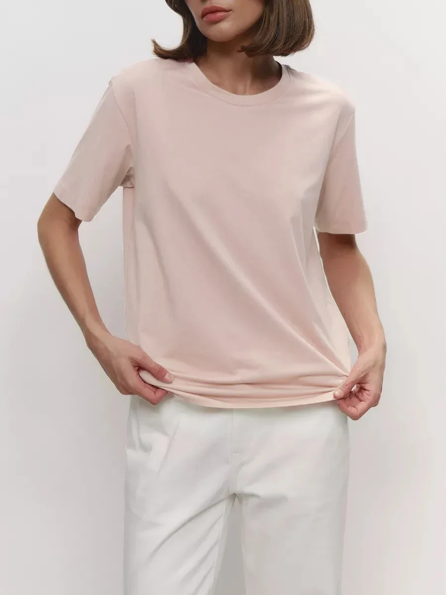 Cotton Summer Womens T-Shirt - Short Sleeve Loose Basic Top
