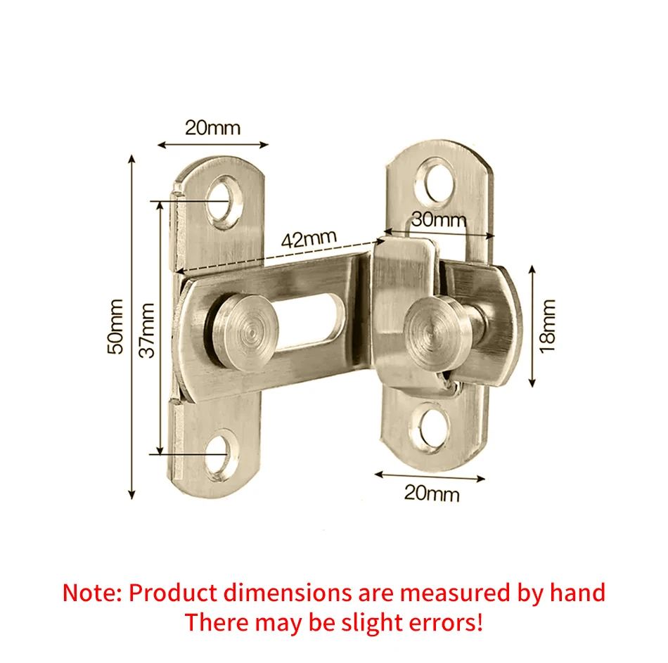 Description Picture 6 of item1 Pcs Button 90 Degree Security Tools Clasp Stainless Steel Cabinet Hardware Shift Sliding Push Pull Home Door Lock