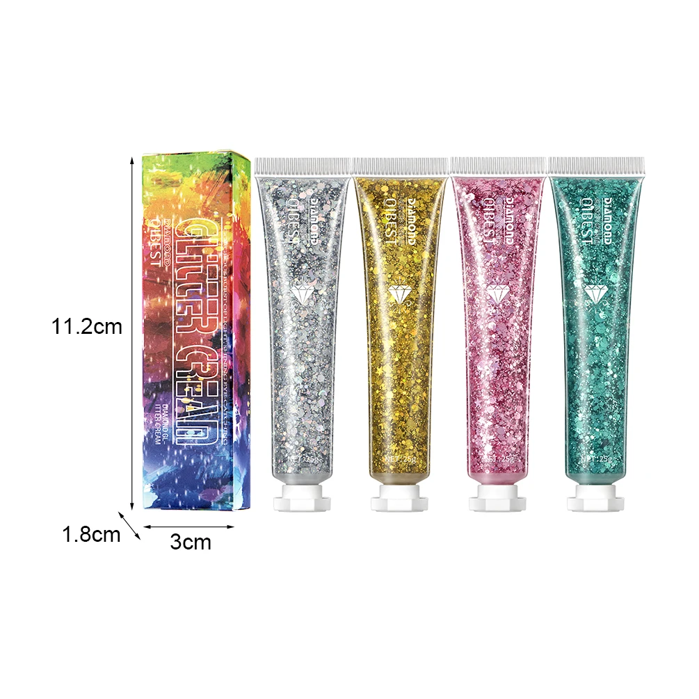 QIBES Eye Glitter Nail Hair Body Face Glitter Gel Art Flash Heart Loose Sequins Cream Festival Glitter Decoration Party Festival 6