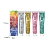 QIBES Eye Glitter Nail Hair Body Face Glitter Gel Art Flash Heart Loose Sequins Cream Festival Glitter Decoration Party Festival 6