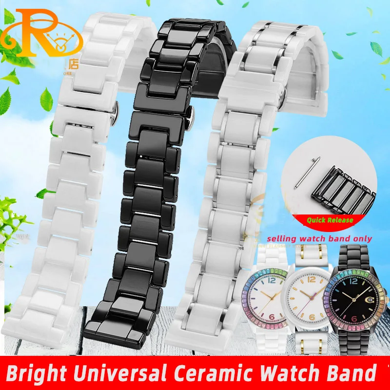 Per Coach Rossini Armani Strap Bright Universal Ceramic Watch Band Watch Chain 14Mm 16Mm 18Mm 20 22Mm Bracciale Da Uomo E Da Donna