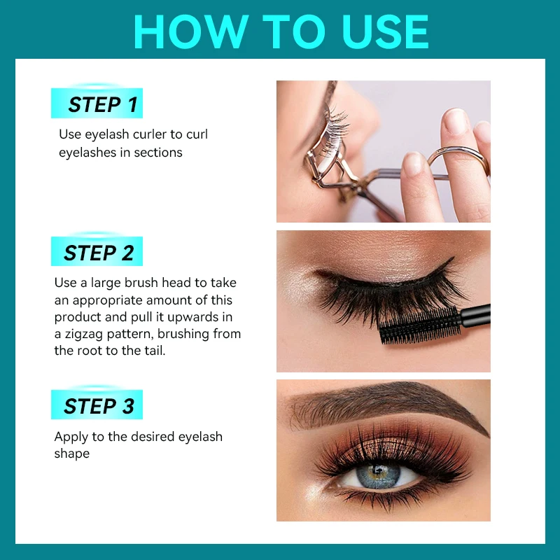 Mascara, Waterproof and Sweat Proof, Fast Drying and Anti Smudge, Long-Lasting Makeup, Create Thick & Natural Eye Makeup - 3