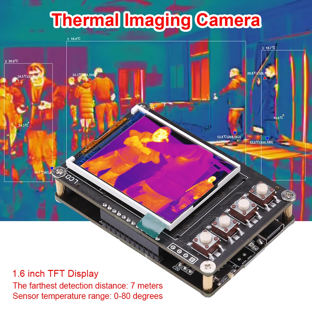 Infrared Thermal Imager AMG8833 Imaging Camera Temperature Sensors 1.6 Inch TFT Display Screen 10Hz Data Refresh Rate |