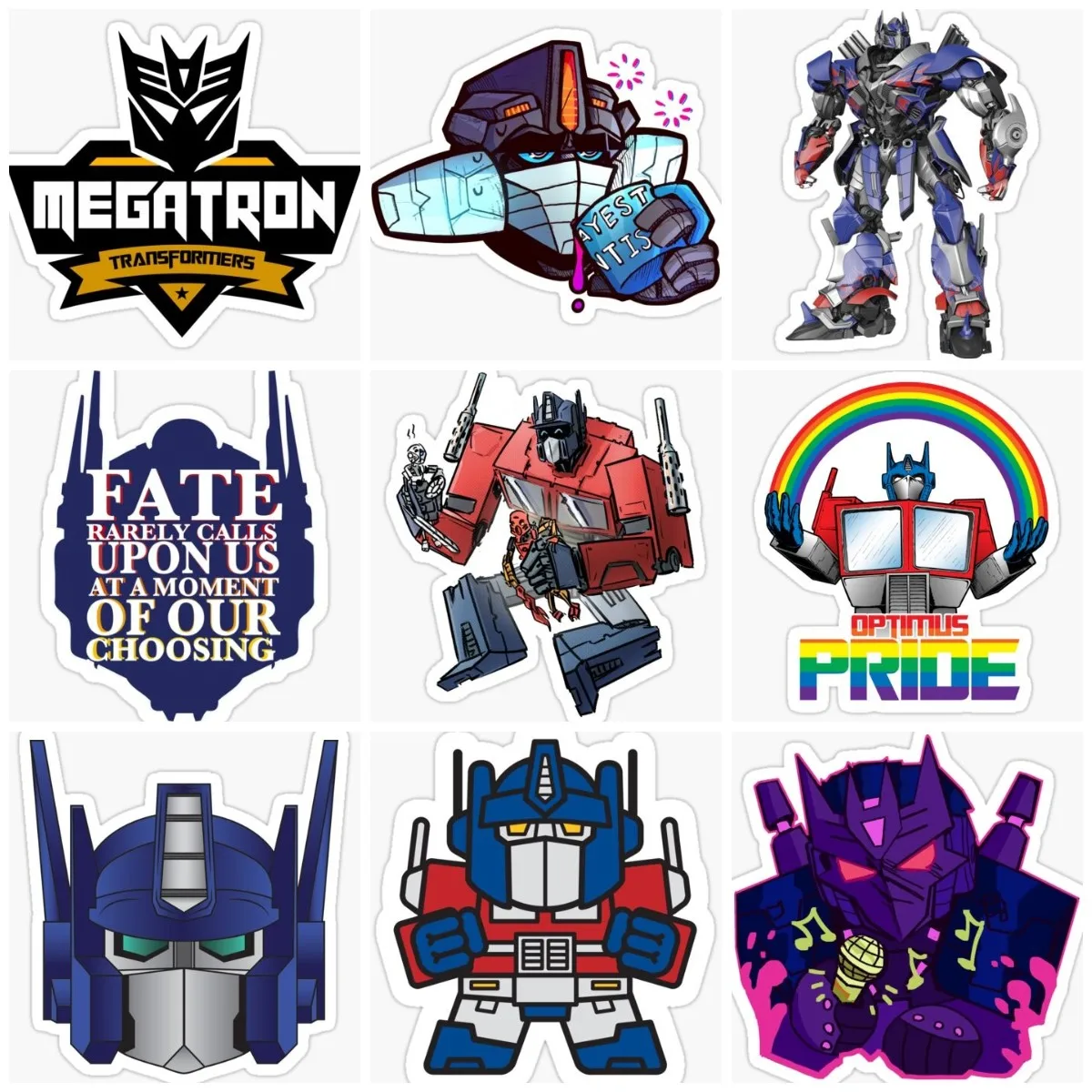 Transformers Bumblebee Optimus Decepticon Sticker Moto Laptop Camper Van Bicycle Car Truck Wall Door Glass Helmet Decal
