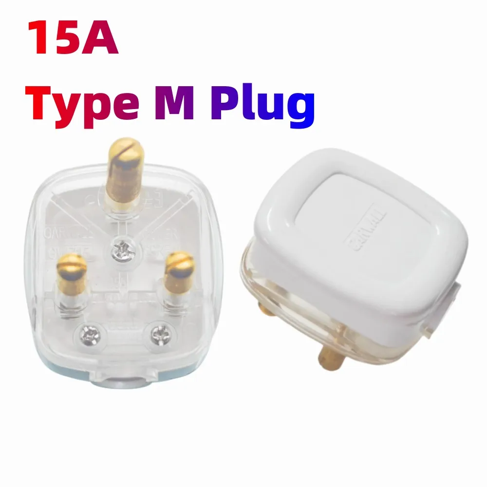 15A India South africa Wiring power cord plug BS546 removable cable Connector Detachable power plug Type M