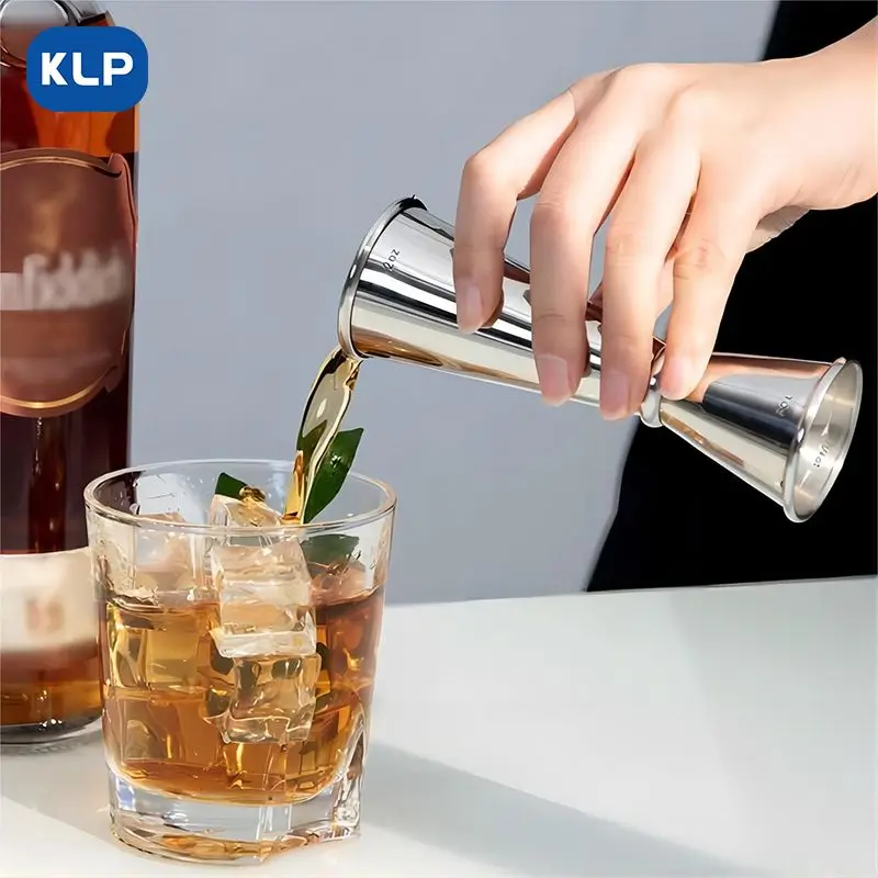 KLP Stainless Steel Double Ended Wine Measuring Tumbler Measuring Cup with Graduated Ounce Cup Holder Bar Bartending Tools measuring jigger stainless steel measuring cups