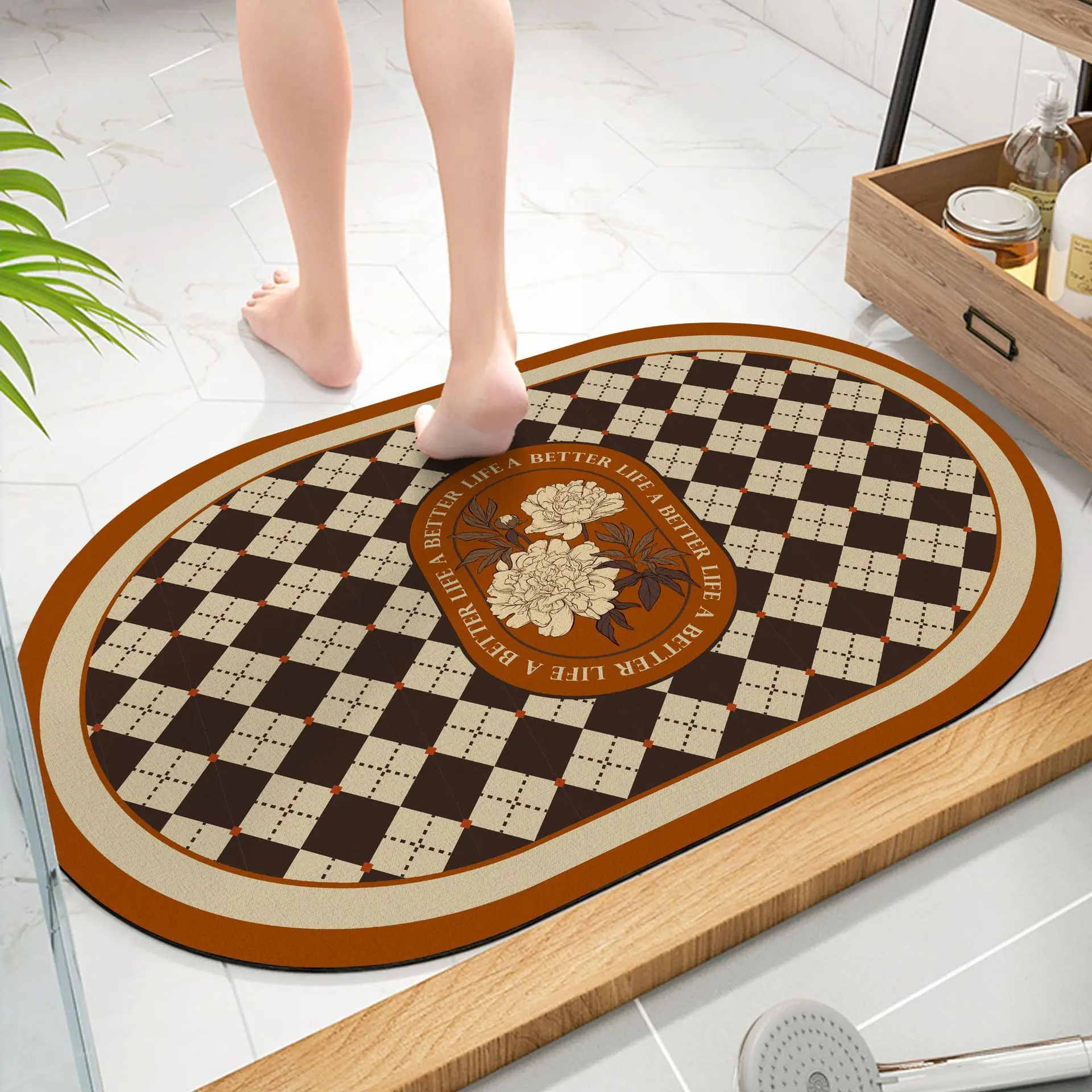 

Классическая сетчатая серия, мягкий Противоскользящий влагопоглощающий Быстросохнущий антигрязный легко моющийся дверной коврик для ванной комнаты, Коврик для ванны