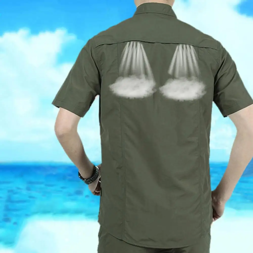 Outdoor Shirt Lightweight Men Shirt Single-breasted Comfortable Stylish Turn-down Collar Sun Protection Outdoor Shirt