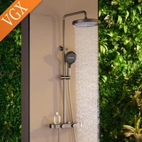 VGX Shower System Set Bathroom Shower Faucet Set 3-way Rainfall Shower Set Shower Mixer Crane with Hand Shower Set Grey White 2