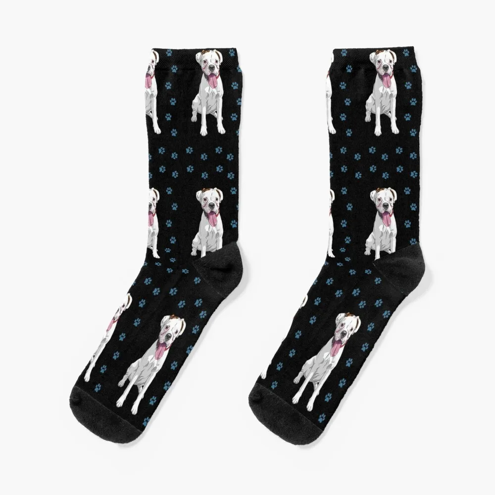 

White boxer dog cute pattern Socks Non-slip cycling ankle professional running Socks Man Women's
