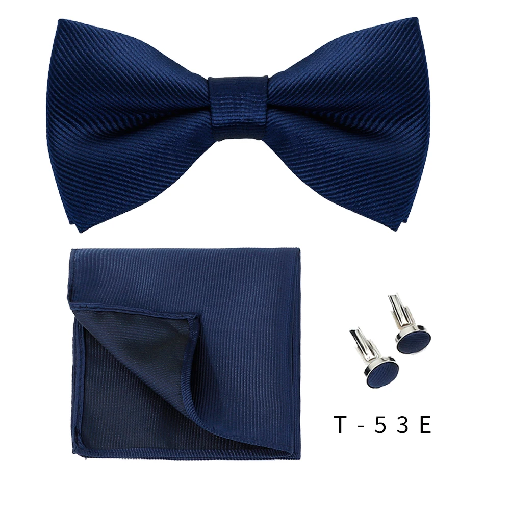 Männer Krawatten Set einfarbige Fliege Krawatte Manschetten knöpfe Taschentuch Mode Schmetterling Party Hochzeit Fliege für Männer Hemd Accessoires – Detail 24