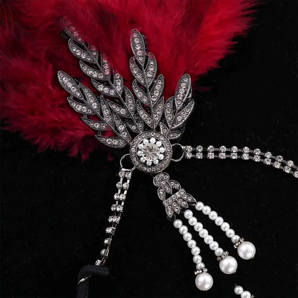 Gatsby Cosplay Kleid Kopfschmuck Diamant-Feder-Kopfschmuck Koreanischer Stil Stirnband Maskerade-Party-Accessoires Pailletten-Haar – Detail 2