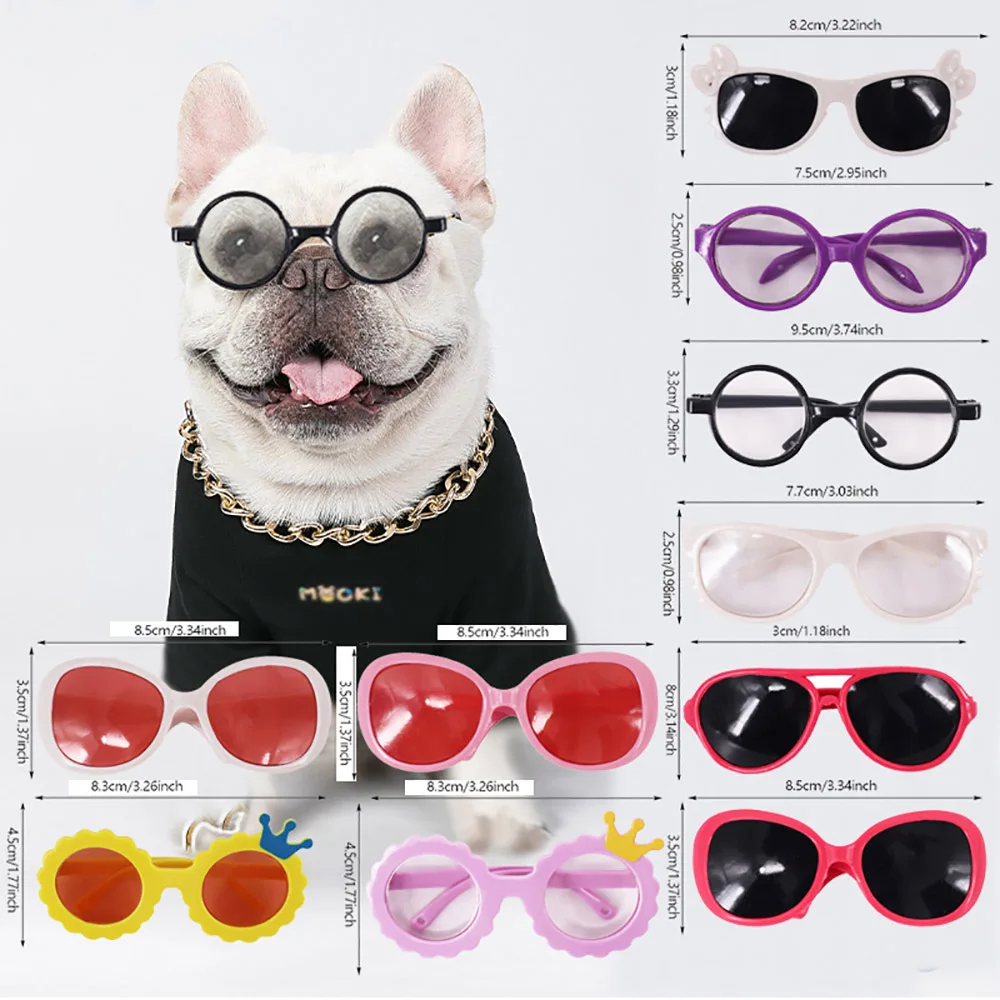 Dog Cat Pet Glasses Creative Trend Toy Sunglasses Pet Accessories Dog Flat Lens Photo Props Pet Supplies pet cat glasses lovely vintage round cat dog sunglasses reflection eye wear glasses photos props pet supplies accessoires toy