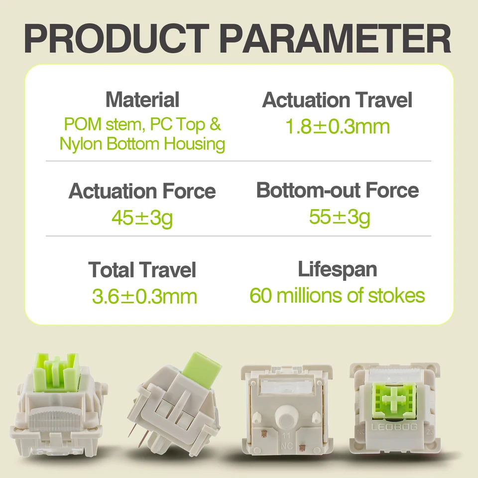 100 Pieces EPOMAKER x LEOBOG Reaper 5-Pin 45gf Linear Switch with POM Stem  Compatible with MX Keycaps - AliExpress