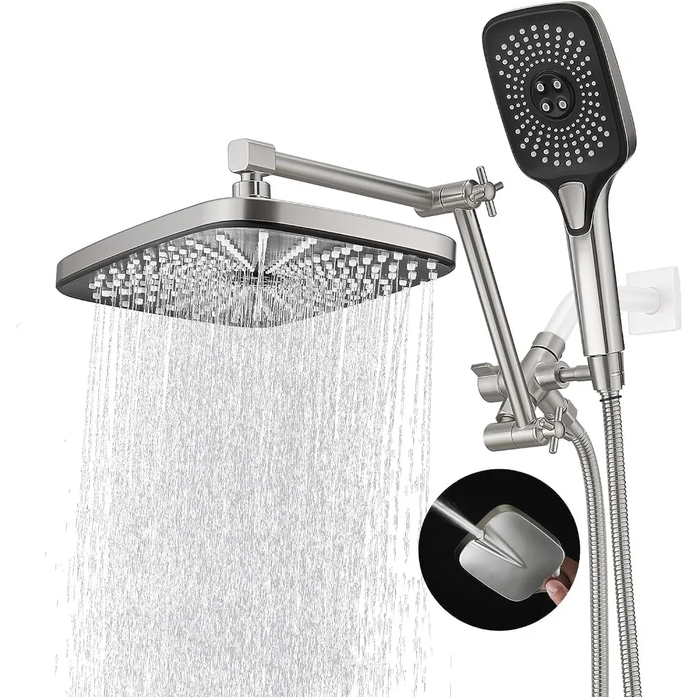 12 Inch Shower Head With Handheld, High-Pressure Rain/Rainfall Shower Heads With 3+1 Settings Handheld Spray