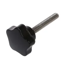 

HOT M8 X 50Mm Thread Replacement Star Hand Knob Tightening Screw Black Silver Tone