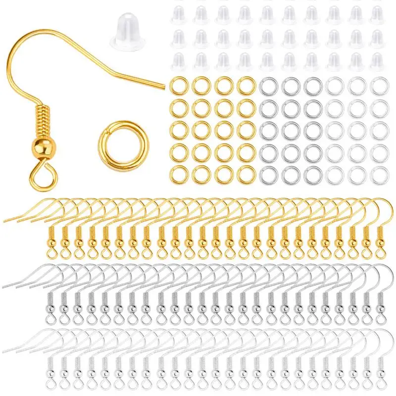 

100/300pcs/Lot Alloy Earring Hook Kit Open Jump Rings Ear Hooks Earplugs Connects For DIY Jewelry Making Findings Accessories