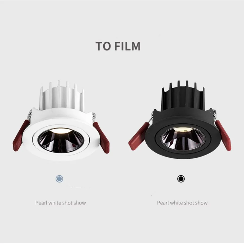 Round Angle Adjustable Anti Glare Recessed LED Downlight 7W 10W12W 15W20W 24W AC110V220V Chip Ceiling Kitchen Living Room Indoor