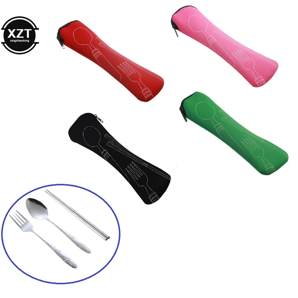 New 3pcs/set Portable Stainless Steel Spoon Fork Steak Knife Set Travel