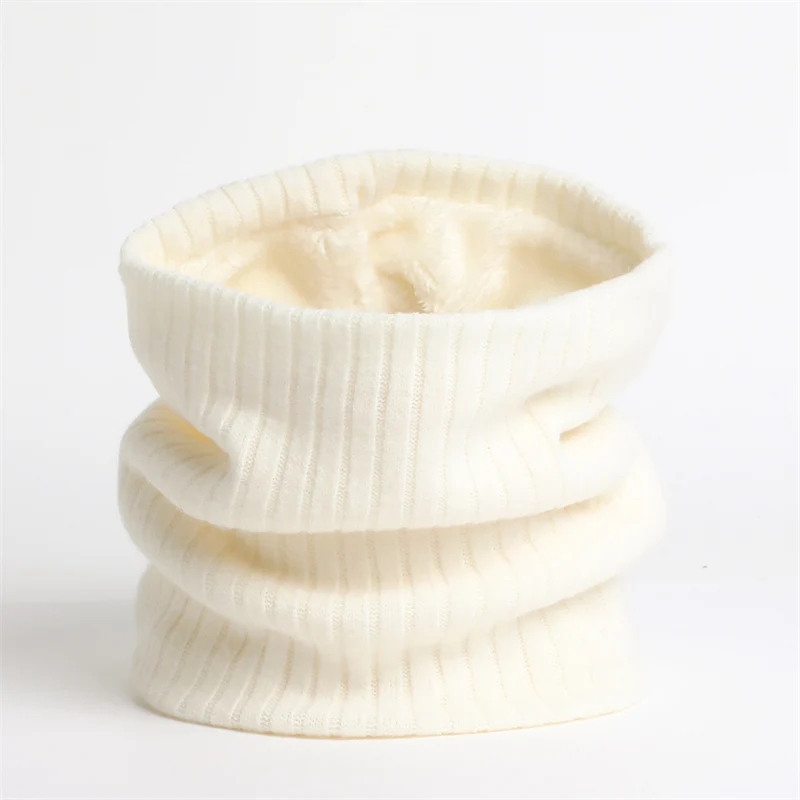 Enfärgad kashmirplysch varm vinterringhalsduk kvinnor män stickad helmask snood halsdukar bufanda tjock avgasrör_voghion.com