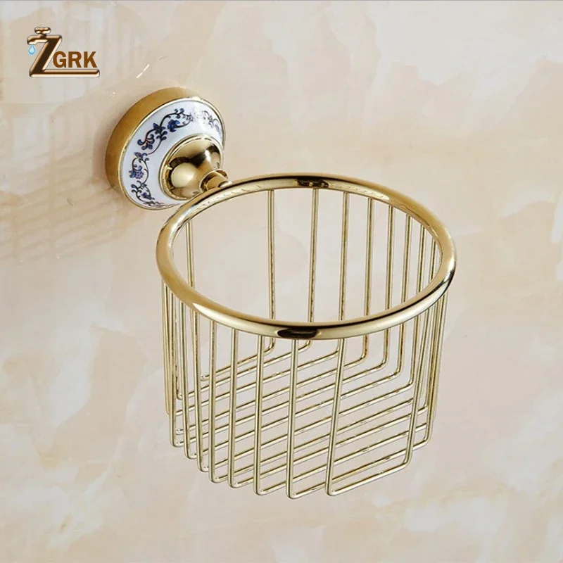 ZGRK Bath Hardware Sets Wall Mount Paper Roll Holder Toilet Gold Paper Holder Tissue Box Soap Dish Cup Hold Bathroom Accessories