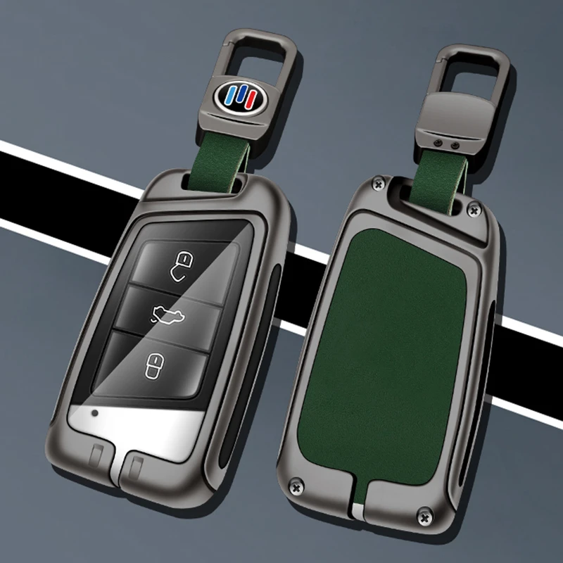 KUNIO Keyless sleutelhoes, geschikt voor VW Arteon Passat B8, Tiguan Jetta, geschikt voor Skoda Fabia Karoq Superb, geschikt voor Seat Ateca, metaal, autosleutel, bescherming, sleutelhanger, 3 toetsen