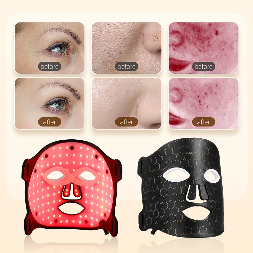 7 Colors LED Face Silicone Mask Flexible Facial Beauty LED Mask Photon Light Therapy Anti-Acne Skin Care Wireless Use 1200mA