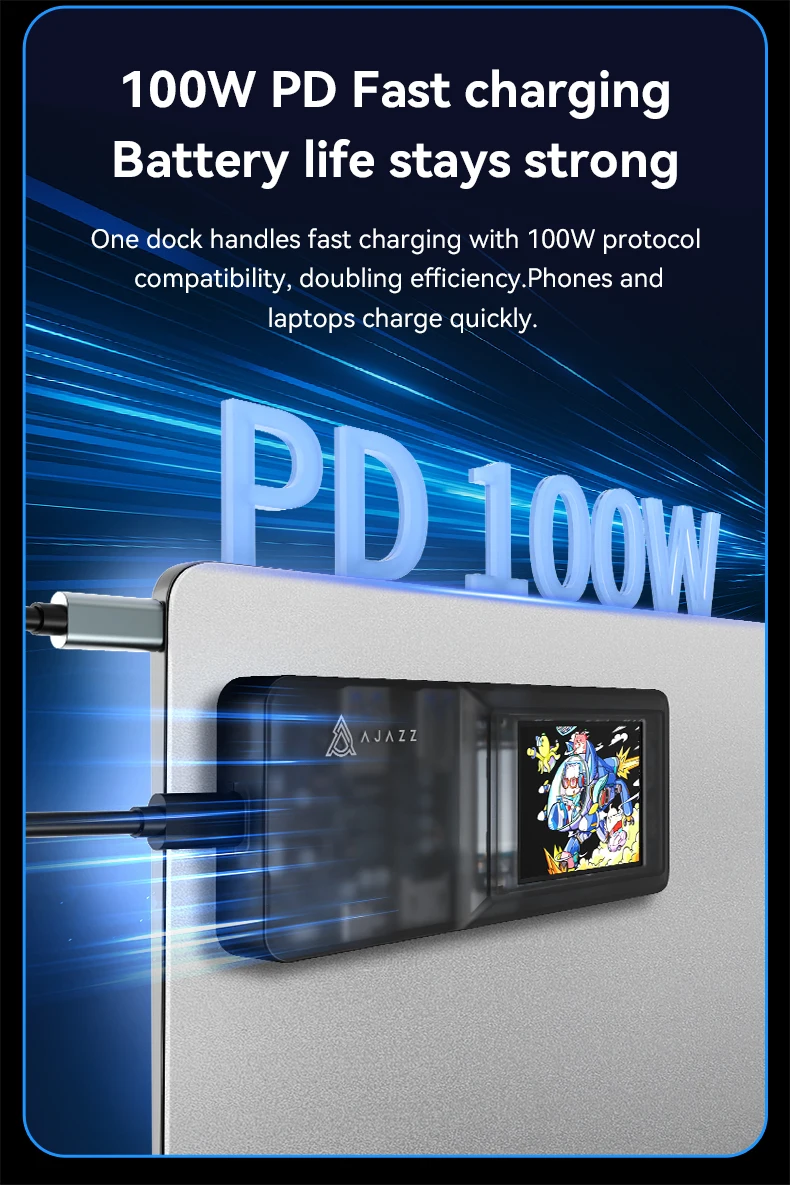 AJAZZ AKP01E Visual Docking Station, USB-Hub, HDMI, DP, LAN-Anschluss, TF/SD-Kartenleser, Type-C – Detail 3