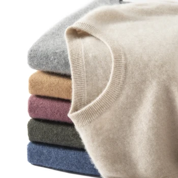 ZOCEPT High Quality Thermal Sweater Male Clothes Autumn Winter Plain Sweaters O-Neck Casual 100 Cashmere Knit Pullover for Men 1