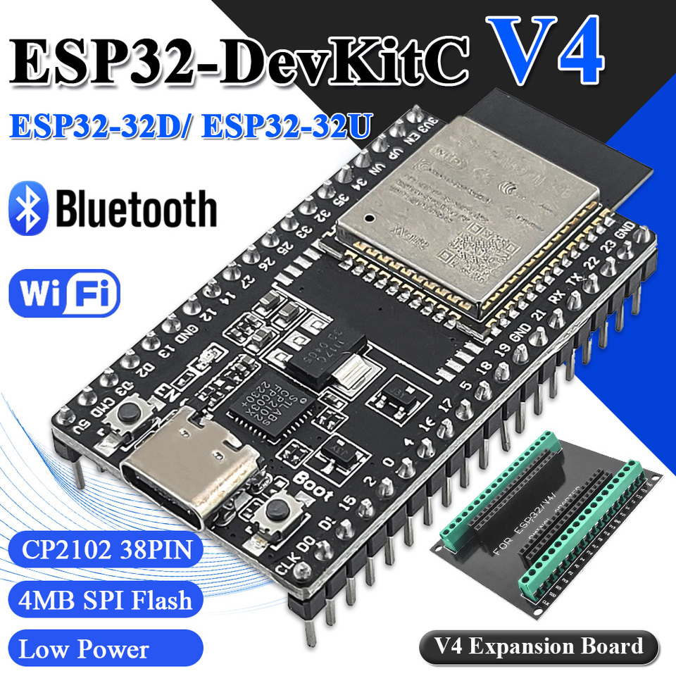 ESP32 Development Board with GPIO Expansion Board Kit ESP32-32D ESP32-32U BT Wifi Module USB Type-C 38PIN CP2102 ESP32-DevKitC