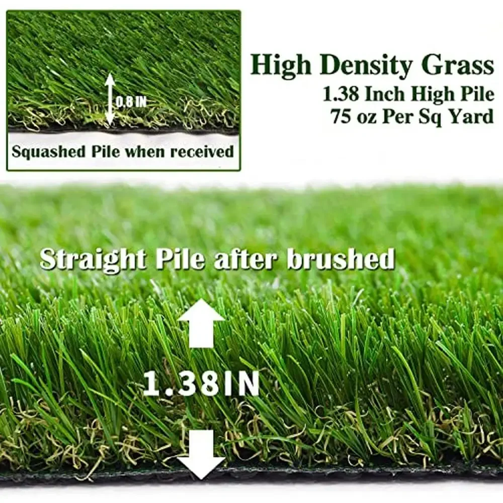 Thick Realistic Artificial Grass Turf Mat Garden Lawn Landscape Indoor Outdoor Synthetic Rug 4FTX6FT Eco-Friendly UV Resistant