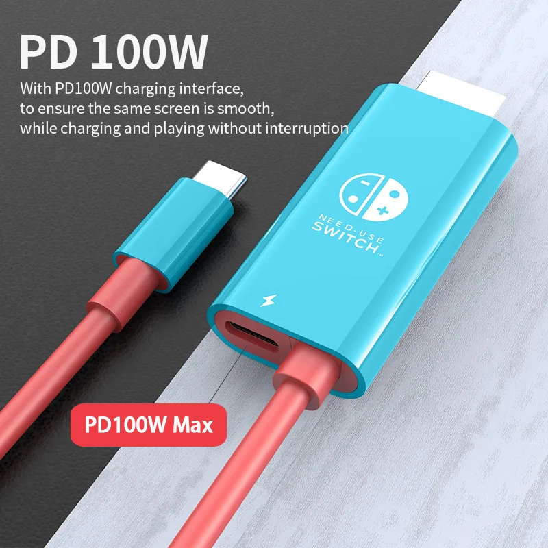 2M USB C to HDMI 4K 케이블 100W PD 충전 휴대용 컨버터 타입 C to HDTV TV 도킹 스팀 덱 노트북 휴대폰 태블릿용
