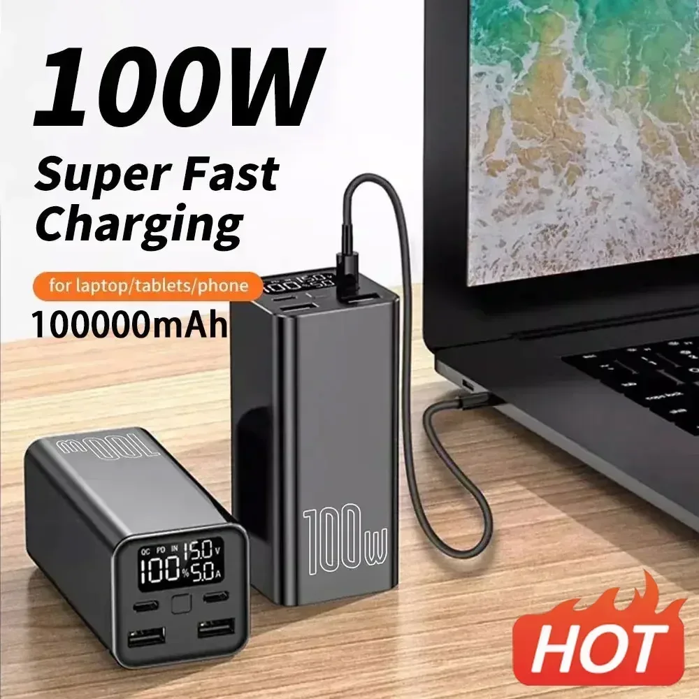 100W 초고속 충전 야외 보조배터리 W 대용량 100000mAh 적용 휴대폰, 220..