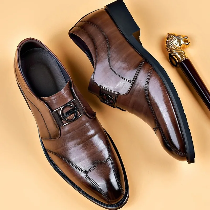 Men Casual Leather Shoes Breathable Business Large Size