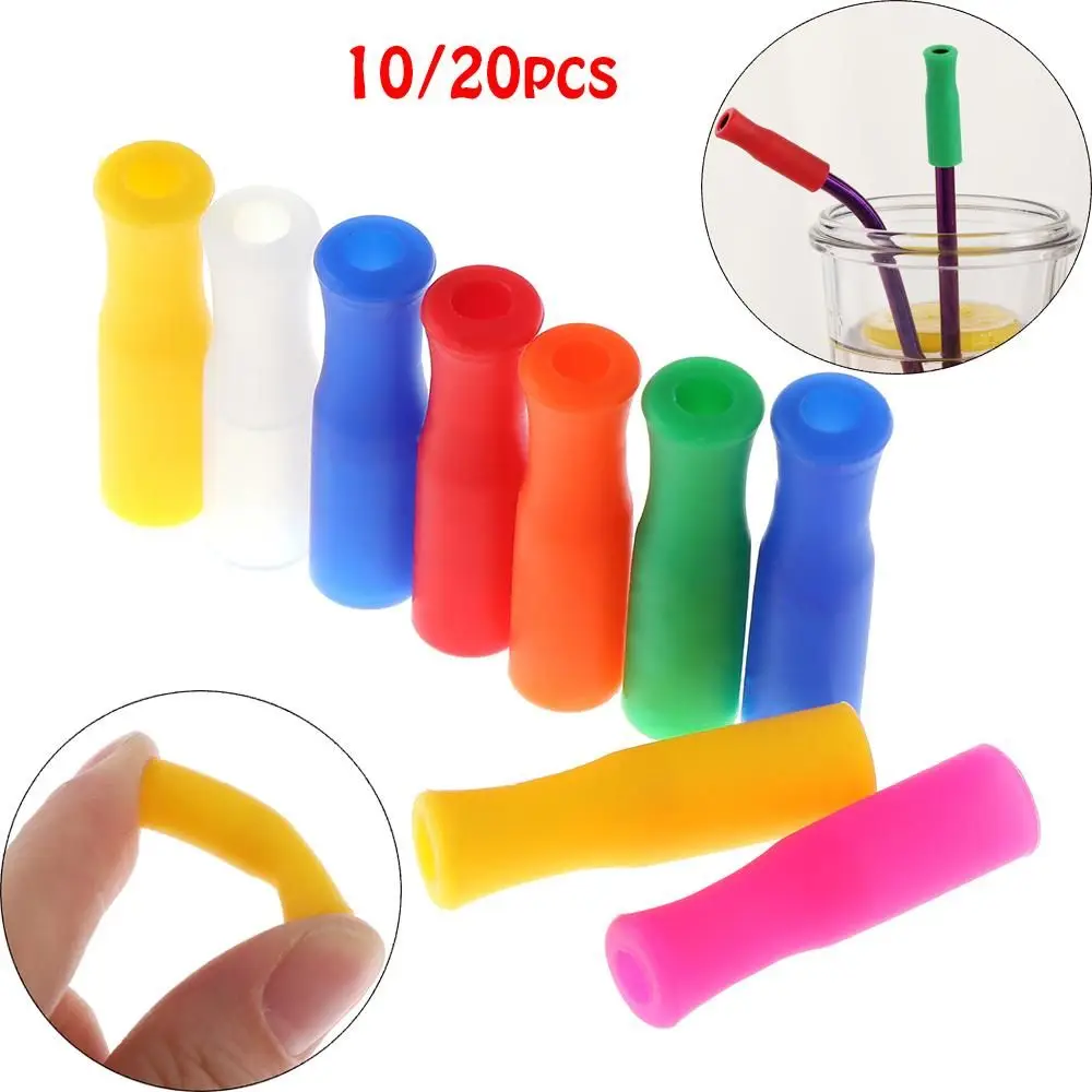 Caps Anti Burn Teeth Protector Bar Reusable Silicone Straw Sleeve Food Grade Accessories Silicone Tip 10/20pcs 6mm/8mm