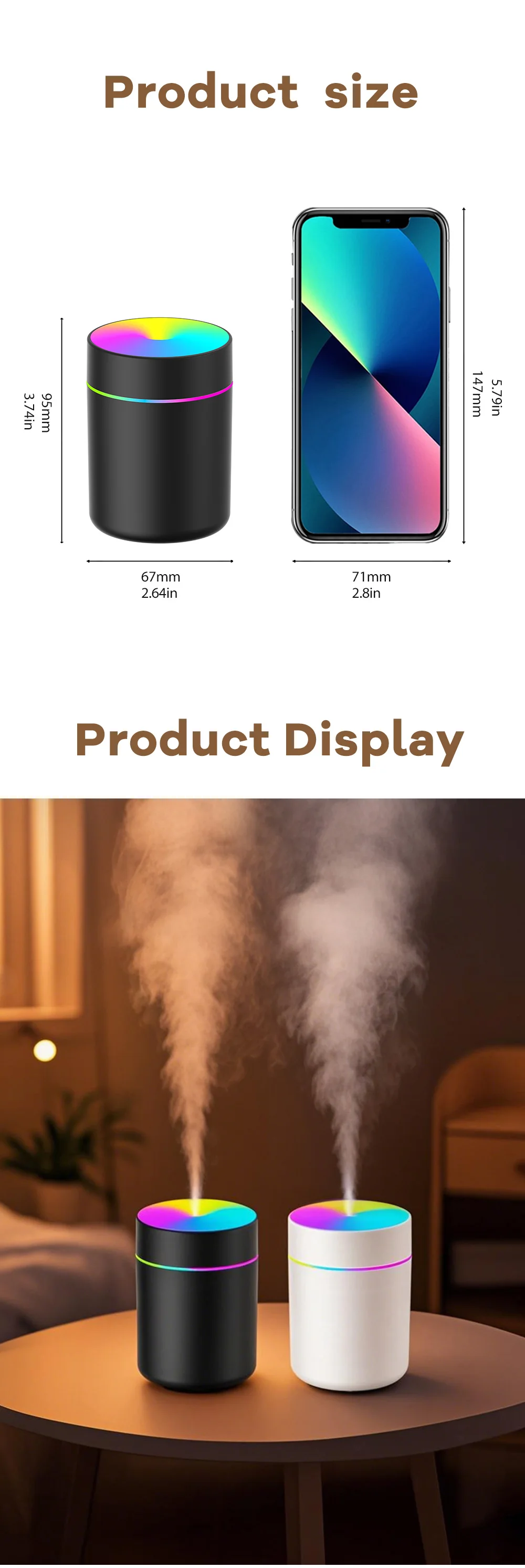 180ml Aromatherapy diffuser Humidifier Aromatherapy essential oil Air purifier Sleeping car carrying home LED 7 color light
