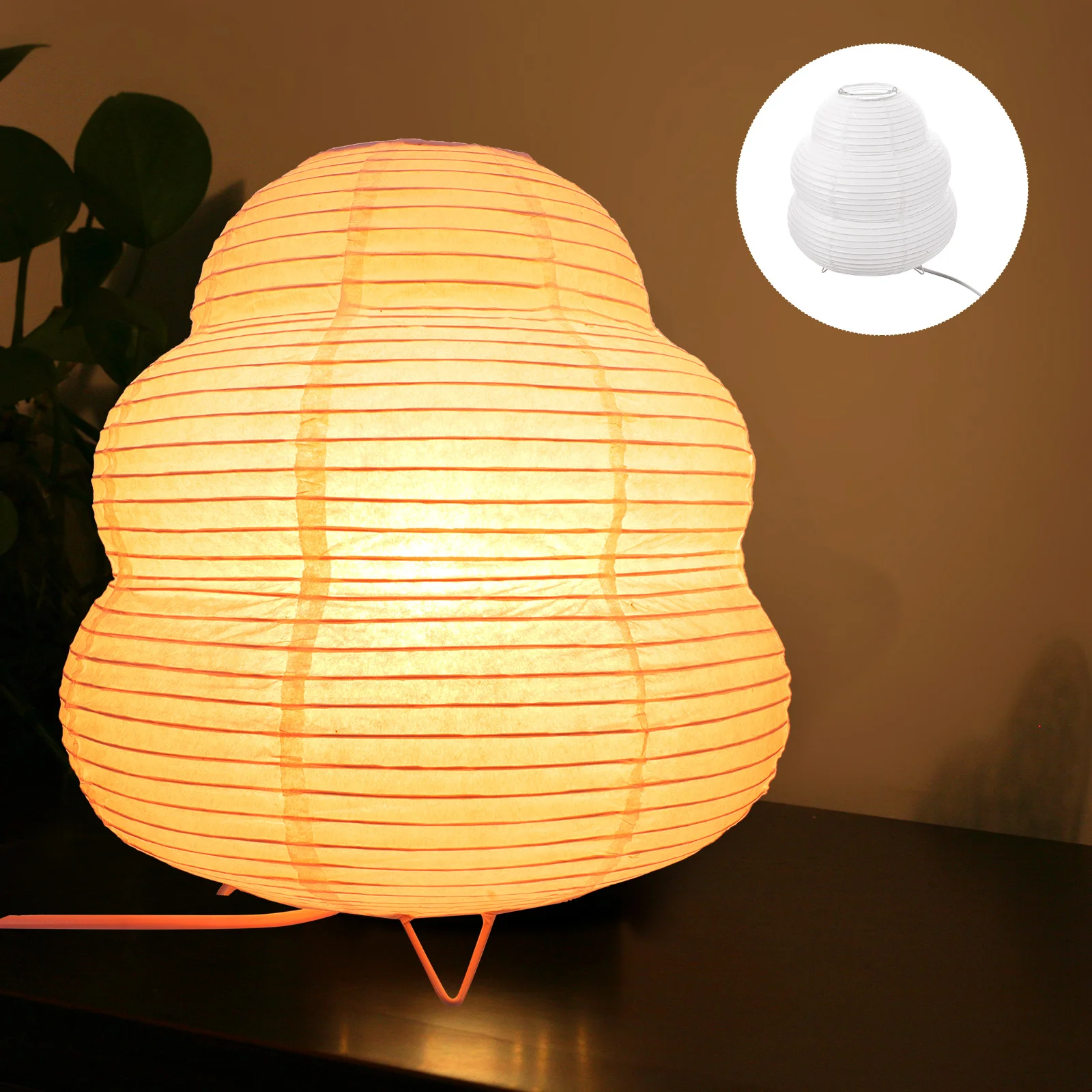 

Beaupretty Bedside Table Lamp White Rice Paper Lantern Desk Floor Night Light Bedroom Living Room Office Plug