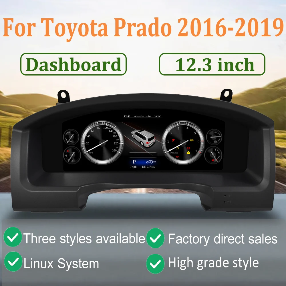 

ViKNAV 12.3inch digital gauge cluster For Toyota Prado 2016-2019 car instrument cluster replacement Linux system